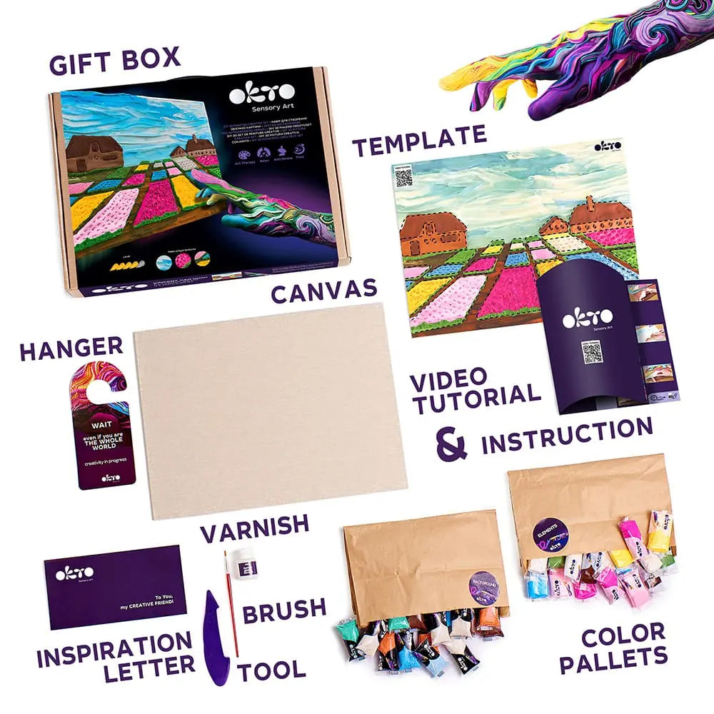 3D-BILDER Berühmte Meisterwerke DIY 3D-Malset „Blumenbeete in Holland“ 30 x 30 cm 