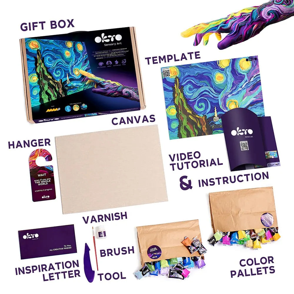 3D-BILDER Berühmte Meisterwerke DIY 3D-Malset „Sternennacht“ 11,8" x 15,7" Zoll 