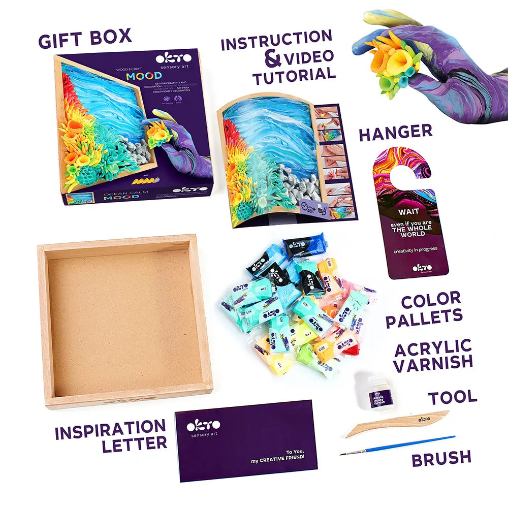 Set Wood&amp;Craft DIY Mood TM OKTO Ocean Calm 8,3" x 8,3" Zoll 