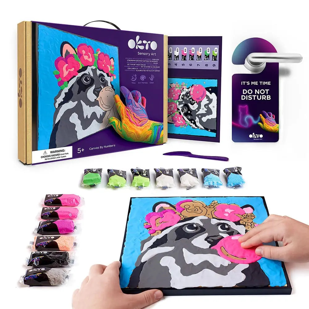 Malset mit Ton nach Zahlen ТМ ОКТО RACCOON 11,8" x 11,8" Zoll 