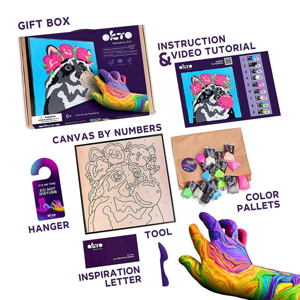 Malset mit Ton nach Zahlen ТМ ОКТО RACCOON 11,8" x 11,8" Zoll 