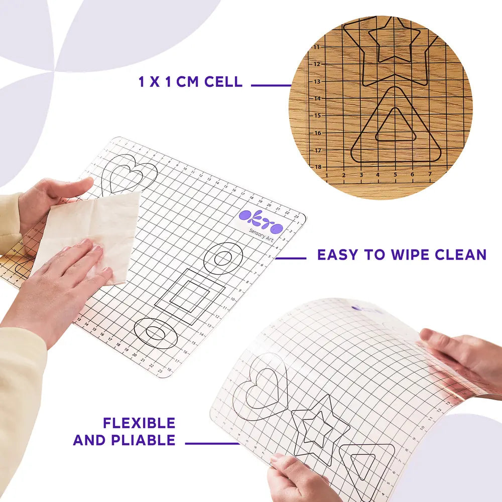 Schulbedarfs-Set mit Matten- und Tonwerkzeugen (Matte, 2 Kunststoffwerkzeuge) 