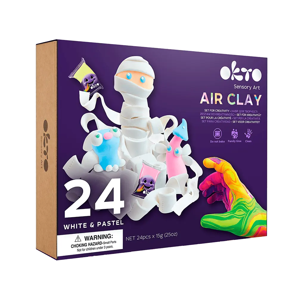 Set mit Air Clay KIDS LINE 24 Weiß &amp; Pastell 