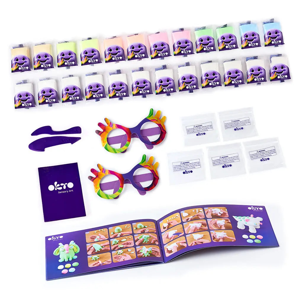 Set mit Air Clay KIDS LINE 24 Weiß &amp; Pastell 