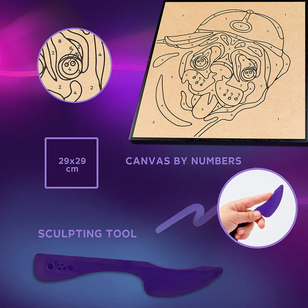 Malset mit Ton nach Zahlen ТМ ОКТО Mops 11,4" x 11,4" Zoll 