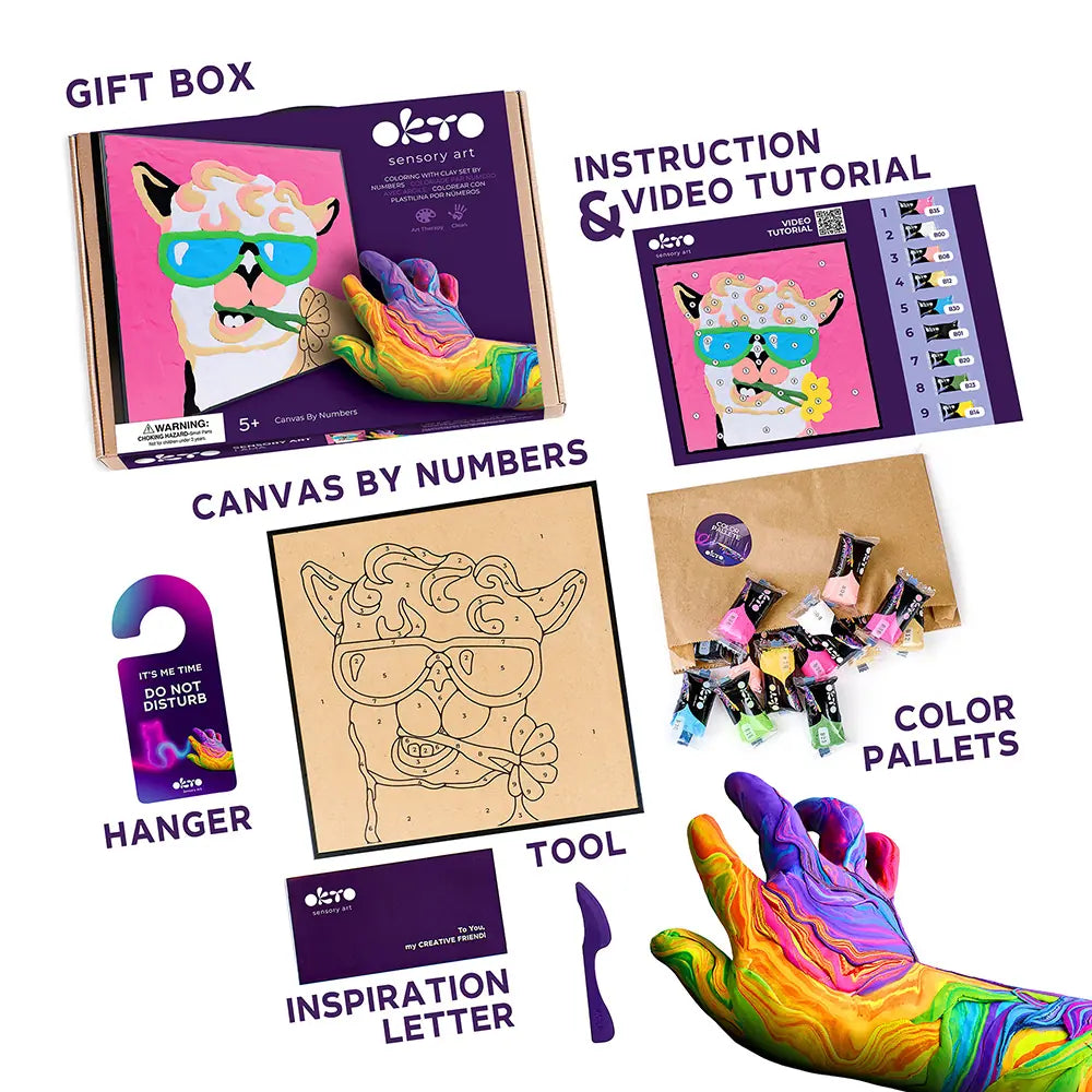 Malset mit Ton nach Zahlen ТМ ОКТО Lama 11,4" x 11,4" Zoll 