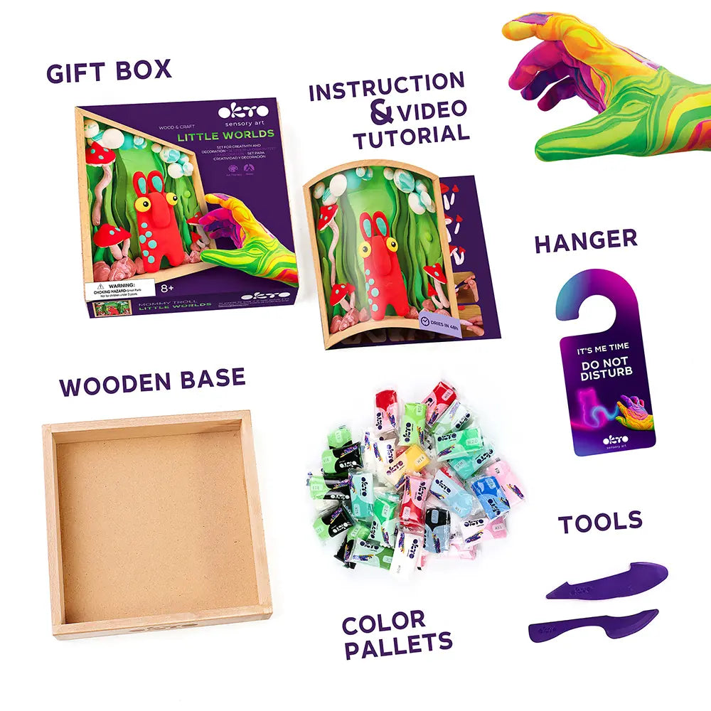 Wood&amp;Craft DIY-Set "Little Worlds" TM OKTO Mommy Troll 21 x 21 cm 