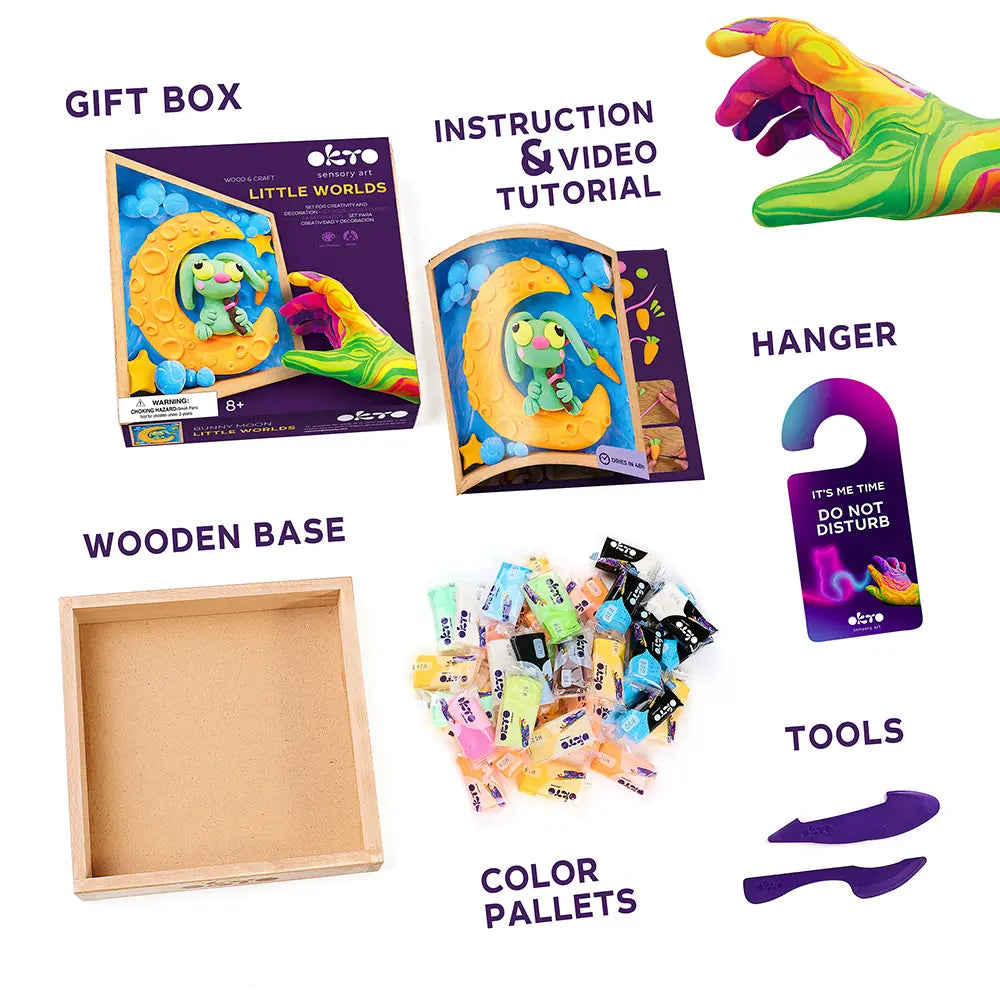 Wood&amp;Craft DIY-Set "Little Worlds" TM OKTO Bunny Moon 21 x 21 cm 