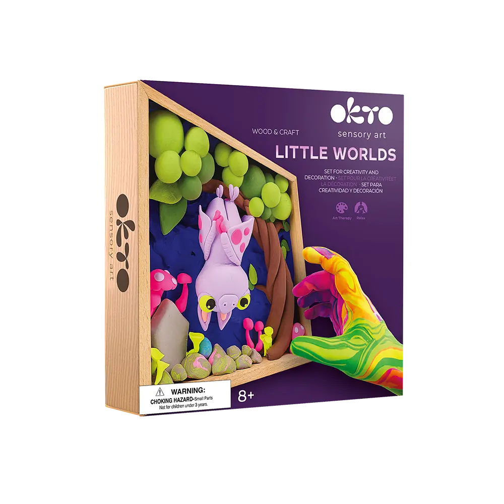 Wood&amp;Craft DIY-Set "Little Worlds" TM OKTO Fledermaus 21 x 21 cm 