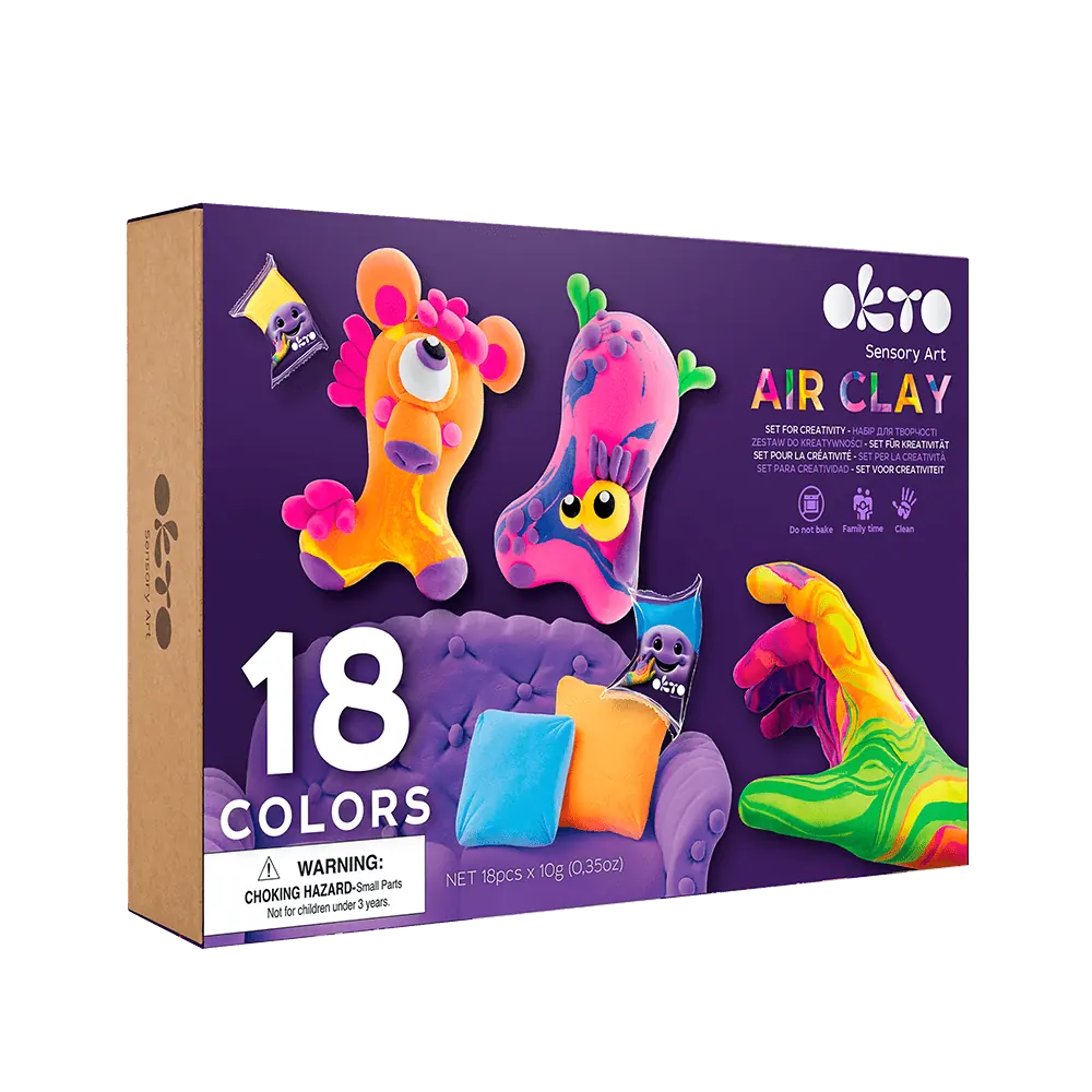 Set mit Air Clay KIDS LINE 18 Farben 