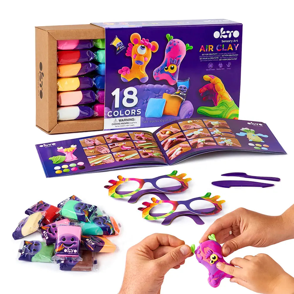 Set mit Air Clay KIDS LINE 18 Farben 