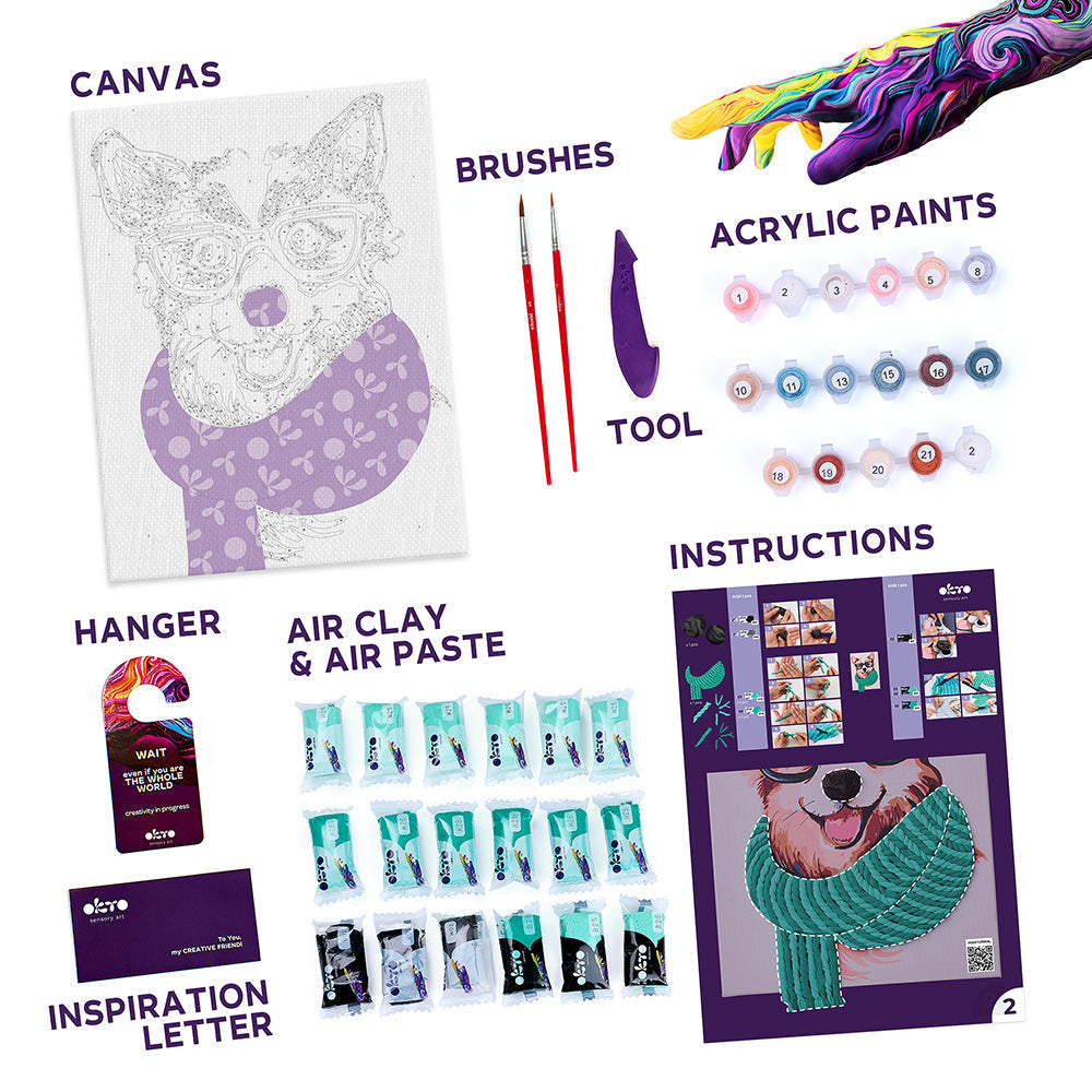 3D-Modellier- und Malset TM OKTO &amp; Ideyka „Fashion Corgi“ 11,8" x 15,7" Zoll