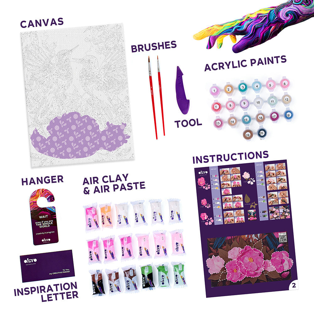 3D-Modellier- und Malset TM OKTO &amp; Ideyka „Verliebte Kolibris“ 11,8" x 15,7" Zoll