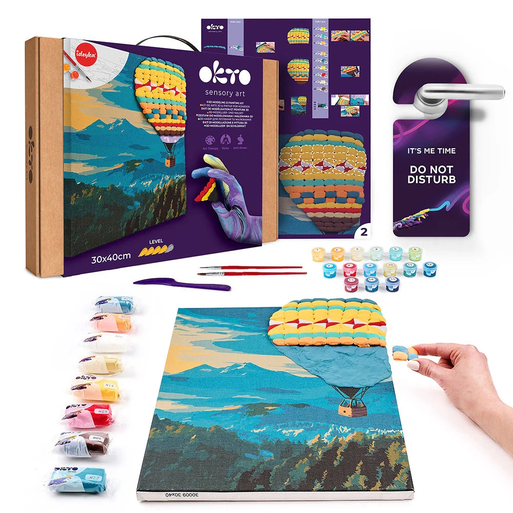 3D-Modellier- und Malset TM OKTO &amp; Ideyka „Heißluftballonfahrt“ 11,8" x 15,7" Zoll